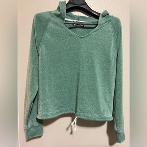 2 Liv Soft Green crop hoody with drawstring- size M